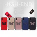 Wholesale iPhone 8 Plus / 7 Plus Glitter Butterfly Fashion PU Leather Case (Black)